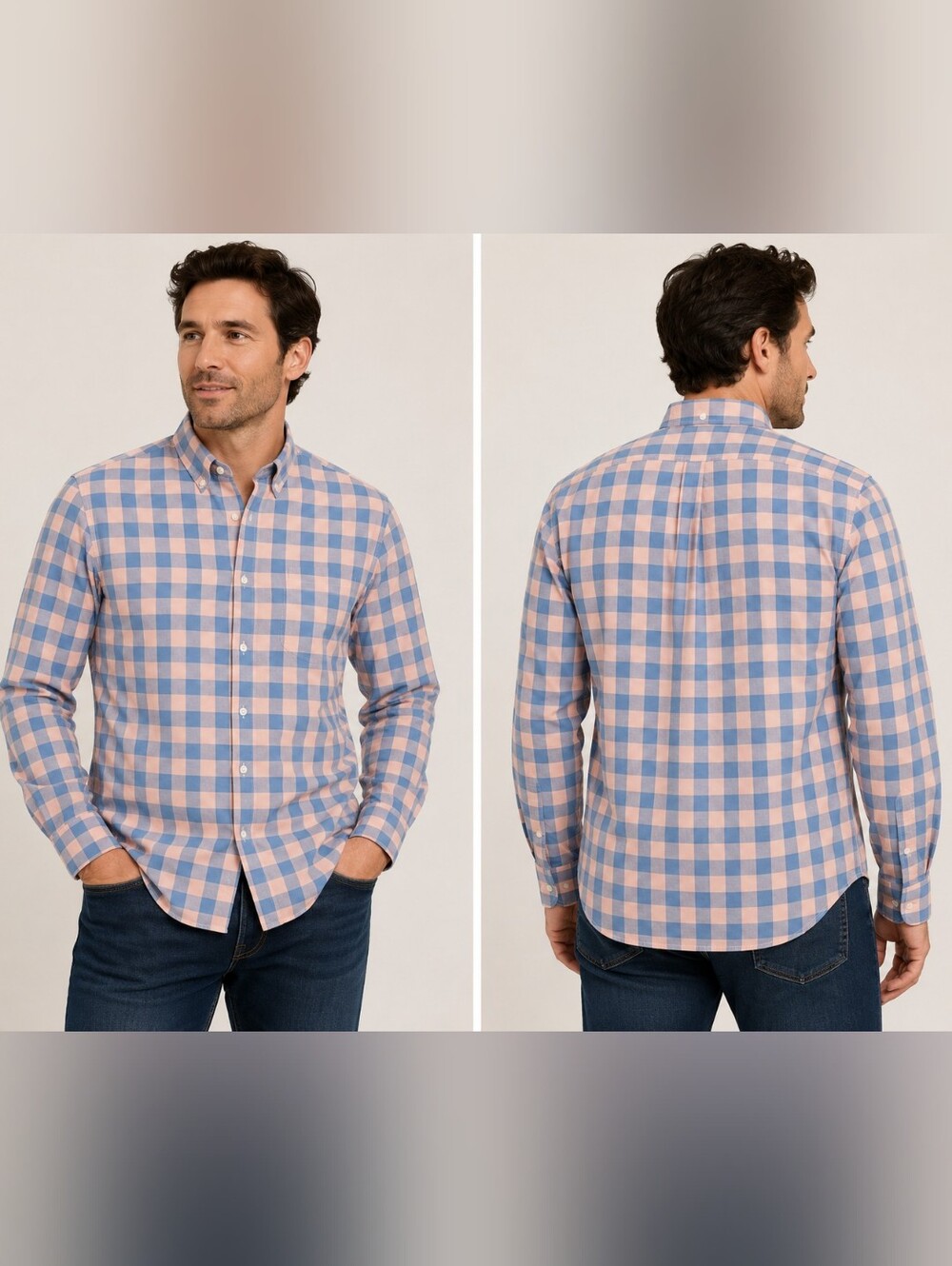 J. Crew Classic Flex Washed Gingham Plaid Button Shirt Men's Medium Pink Blue